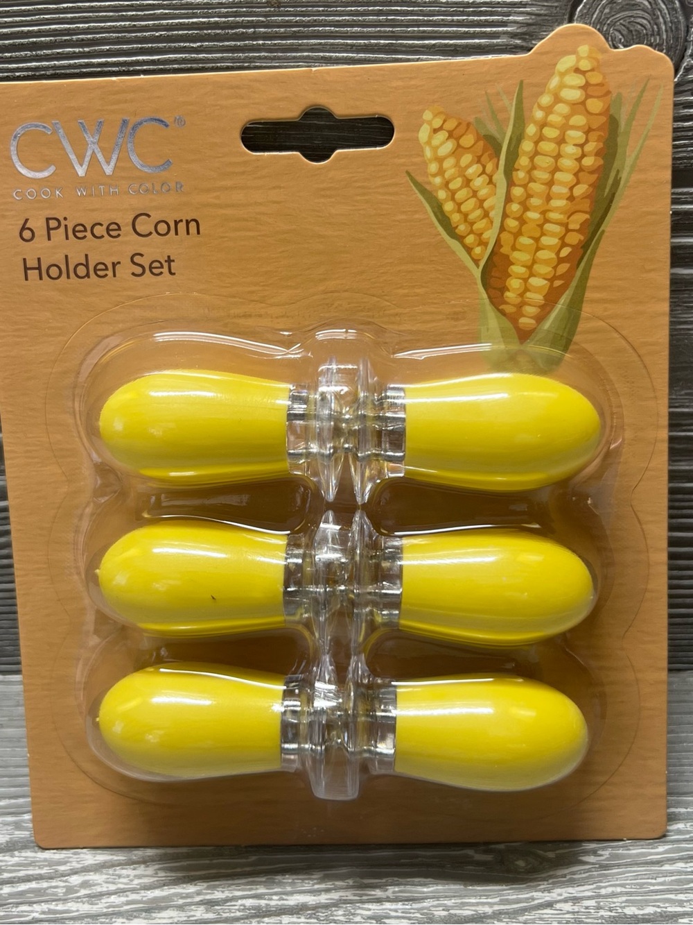 CWC Yellow 6-Piece Corn Holder Set